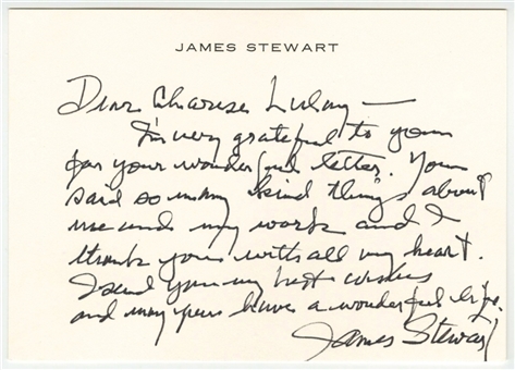 Jimmy Stewart Handwritten and Signed Letter with "Have a Wonderful Life" Inscription (PSA/DNA)